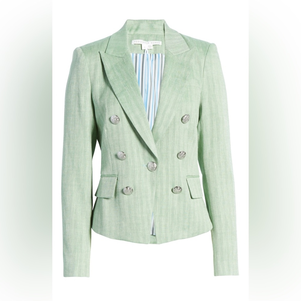 Veronica Beard Mint Green Double-Breasted Blazer - Picture 2 of 9